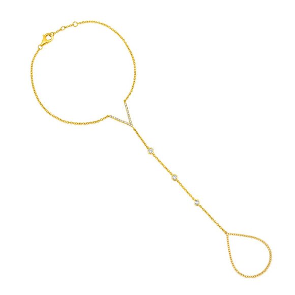V Shine 26 Diamonds 14K Yellow Gold Hand Chain